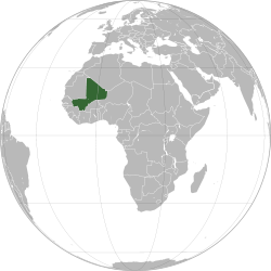 Location of  Mali  (dark blue)– in Africa  (light blue & dark grey)– in the African Union  (light blue)