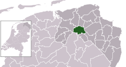 Highlighted position of Groningen in a municipal map of Groningen