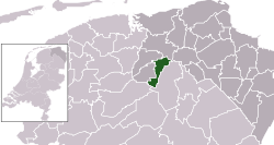 Highlighted position of Leek in a municipal map of Groningen