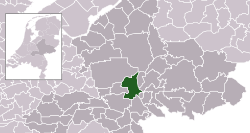 Highlighted position of Arnhem in a municipal map of Gelderland