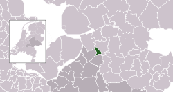 Highlighted position of Hattem in a municipal map of Gelderland