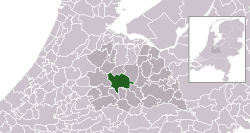 Highlighted position of Utrecht in a municipal map of Utrecht