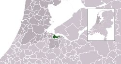 Highlighted position of Naarden in a municipal map of North Holland