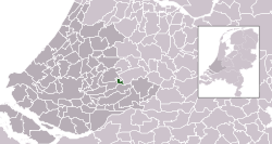 Highlighted position of Schoonhoven in a municipal map of South Holland