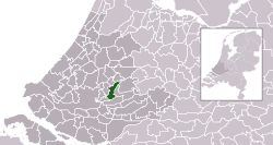 Highlighted position of Ouderkerk in a municipal map of South Holland