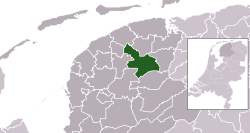 Highlighted position of Tytsjerksteradiel in a municipal map of Friesland