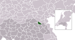 Highlighted position of Grave in a municipal map of North Brabant