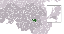 Highlighted position of Helmond in a municipal map of North Brabant