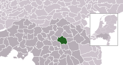 Highlighted position of Veghel in a municipal map of North Brabant