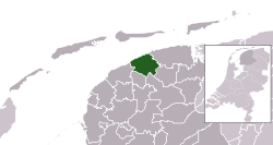 Highlighted position of Ferwerderadiel in a municipal map of Friesland