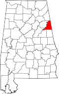 State map highlighting Cleburne County