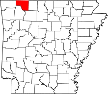 Map of Arkansas highlighting Carroll County