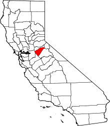 State map highlighting Calaveras County