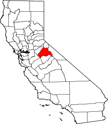 State map highlighting Tuolumne County