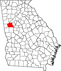 Map of Georgia highlighting Coweta County