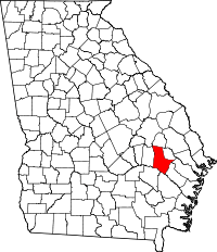 State map highlighting Tattnall County