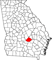 State map highlighting Telfair County