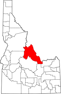 State map highlighting Lemhi County