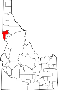 State map highlighting Nez Perce County