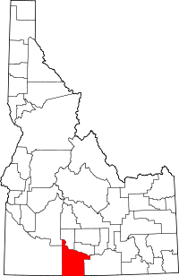 State map highlighting Twin Falls County