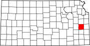 Map of Kansas highlighting Anderson County