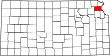 Map of Kansas highlighting Atchison County