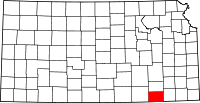 Map of Kansas highlighting Chautauqua County