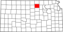 Map of Kansas highlighting Cloud County