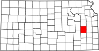 Map of Kansas highlighting Coffey County