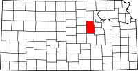 Map of Kansas highlighting Dickinson County