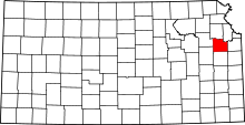 Map of Kansas highlighting Douglas County