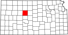 Map of Kansas highlighting Ellis County