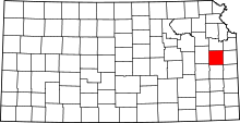 Map of Kansas highlighting Franklin County