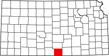 Map of Kansas highlighting Harper County