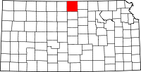 Map of Kansas highlighting Jewell County