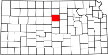 Map of Kansas highlighting Lincoln County