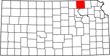 Map of Kansas highlighting Marshall County