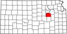 Map of Kansas highlighting Morris County