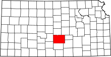 Map of Kansas highlighting Reno County