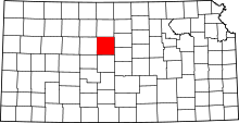 Map of Kansas highlighting Russell County