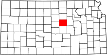 Map of Kansas highlighting Saline County