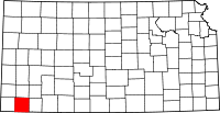 Map of Kansas highlighting Stevens County