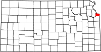 Map of Kansas highlighting Wyandotte County