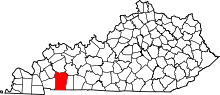 State map highlighting Christian County