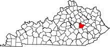 State map highlighting Estill County