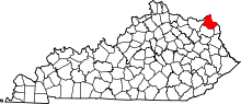 State map highlighting Greenup County