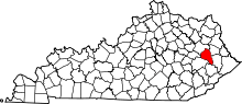 State map highlighting Magoffin County