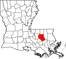 State map highlighting Livingston Parish