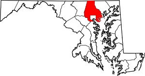 State map highlighting Baltimore County