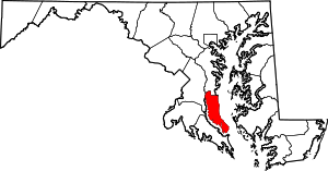 State map highlighting Calvert County